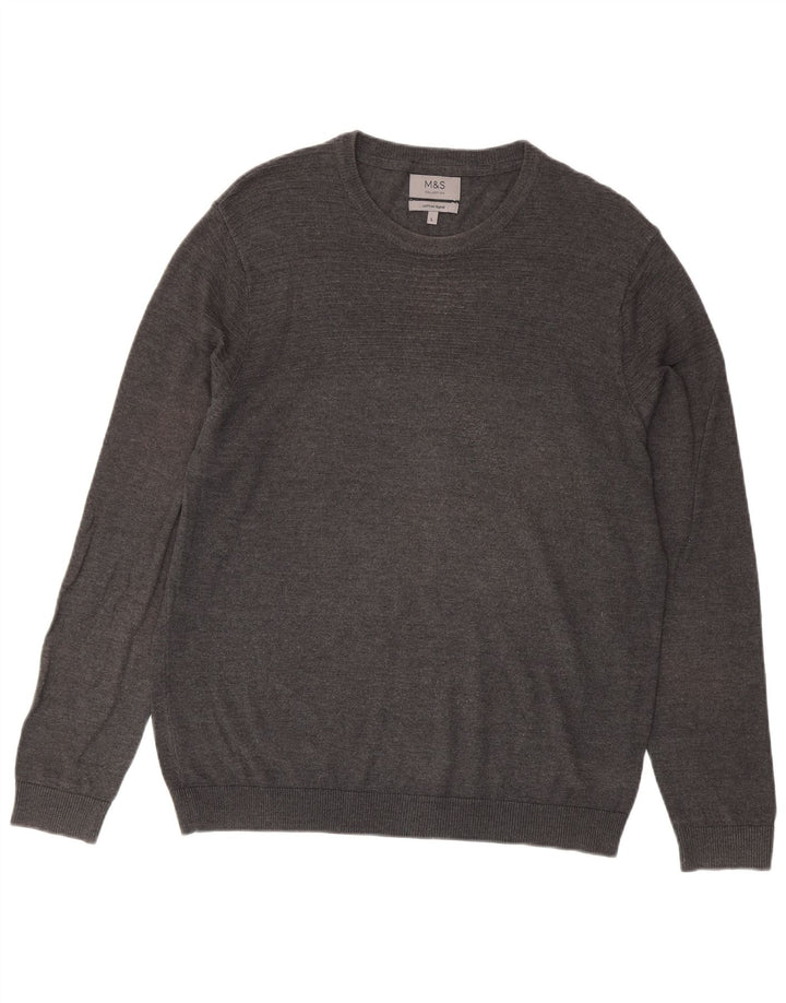 Marks & Spencer Herre sweater med rund hals, stor grå akryl
