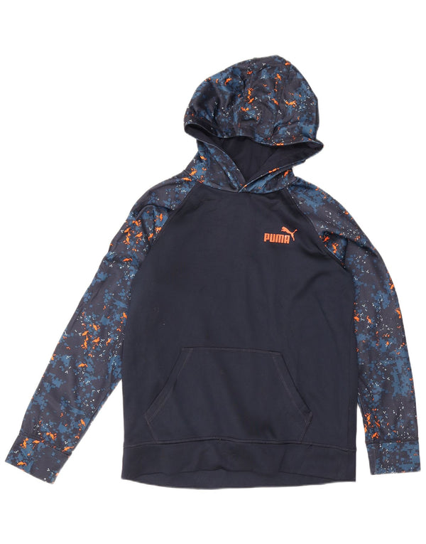 Puma Boys Hoodie Jumper 14-15 år Large Navy Blue Camouflage Polyester