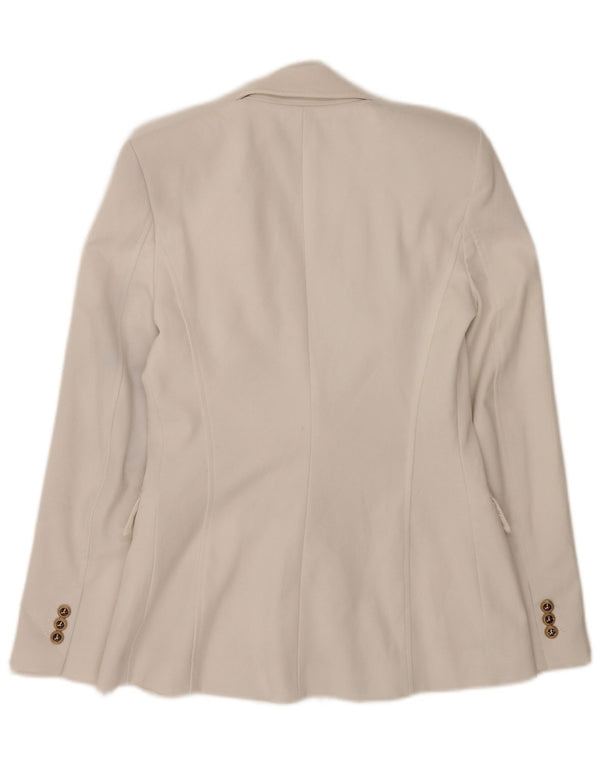 Zara Dame Dobbeltradet Blazer Jacket UK 6 XS Hvid Polyester