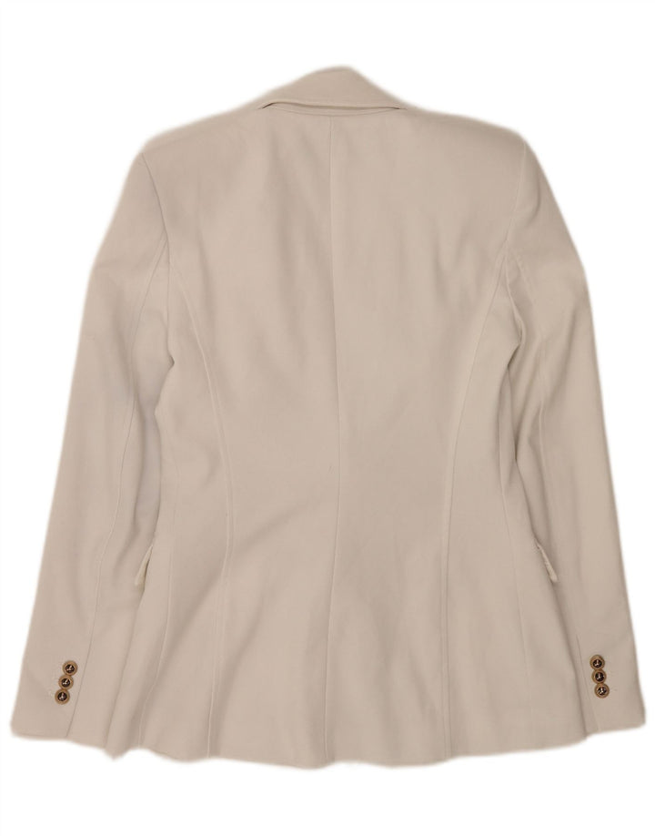 Zara Dame Dobbeltradet Blazer Jacket UK 6 XS Hvid Polyester