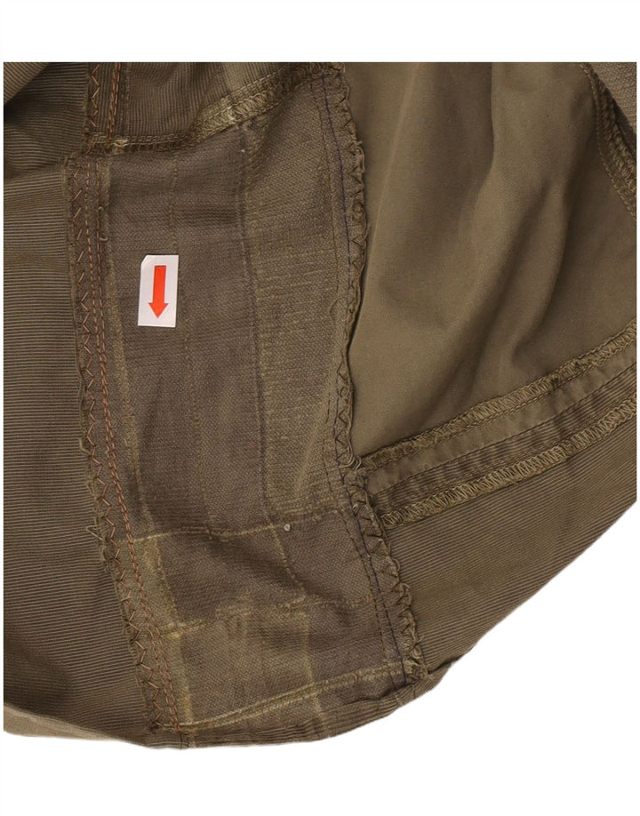 Napapijri Womens Crop Shirt UK 14 Large Khaki Patchwork