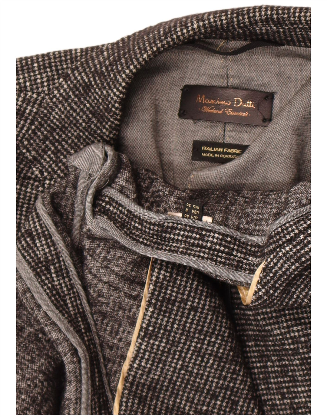 Massimo Dutti Dame 1 Knap Blazer Jakke EU 40 Medium Grey Houndstooth
