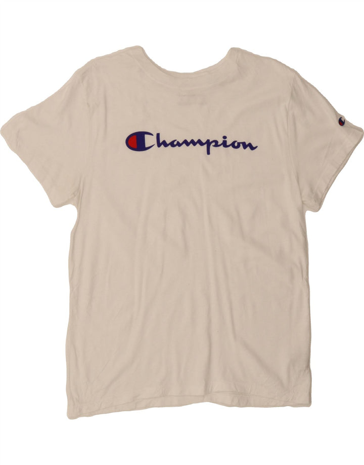 CHAMPION Womens Graphic T-Shirt Top Medium White Cotton Vintage Champion and Second-Hand Champion from Messina Hembry 