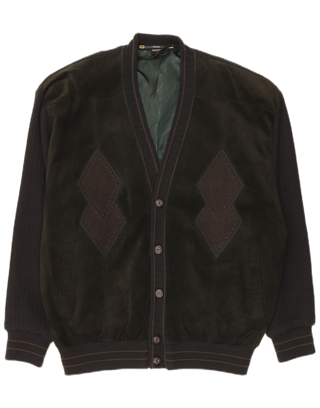 WESTBURY Cardigan sweater til mænd Stor grøn Argyle/Diamond Acryl Classic
