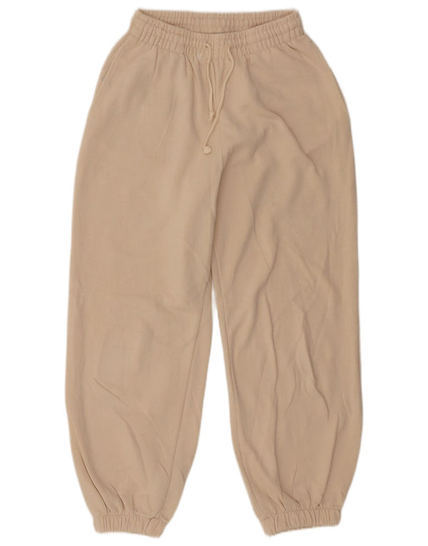 Zara Womens Loose Fit træningsdragt Bukser Joggers UK 8 Small Beige Bomuld