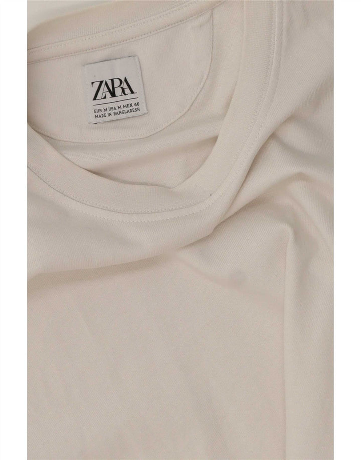 Zara Herre T-Shirt Top Medium Hvid