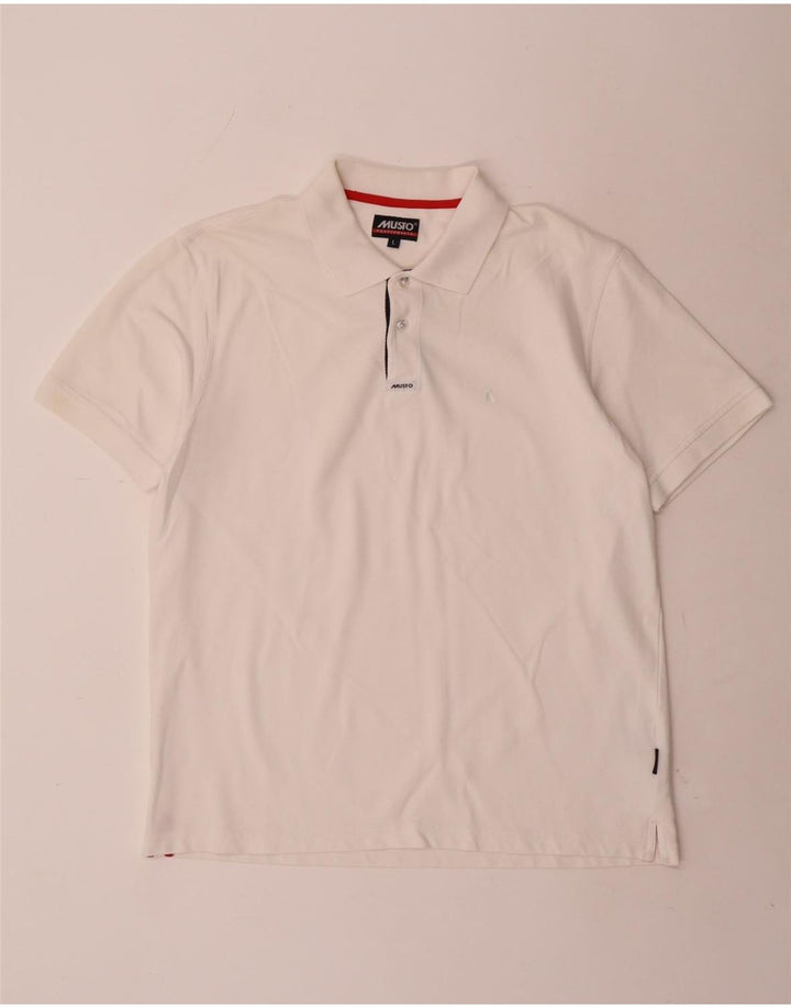 MUSTO Herre poloshirt Stor hvid bomuld