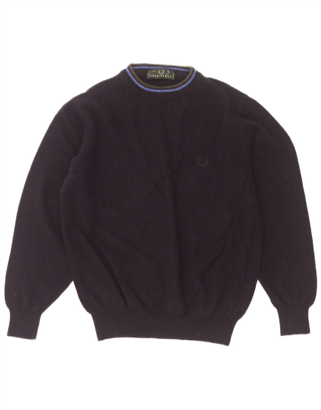 Fred Perry Dame Turtle Neck Jumper Sweater UK 16 Large Navy Blue Wool