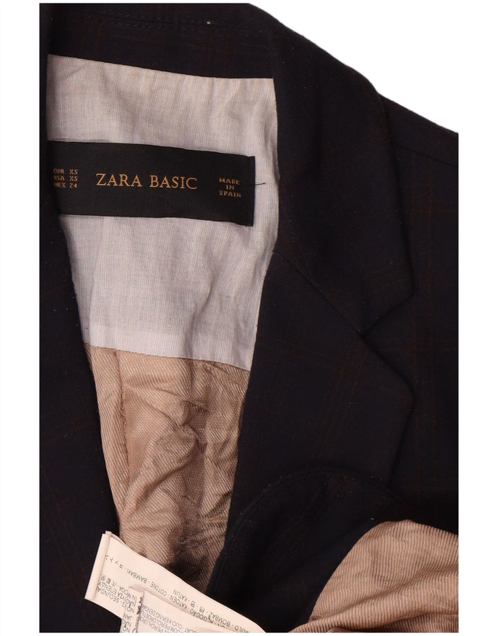 Zara Dame 1-knaps blazerjakke UK 6 XS marineblå polyester