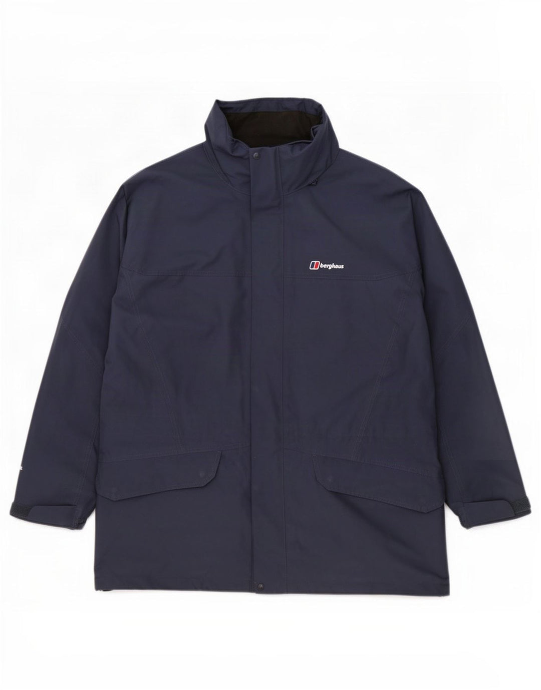 Berghaus Regnfrakke med hætte til mænd UK 42 XL marineblå polyester