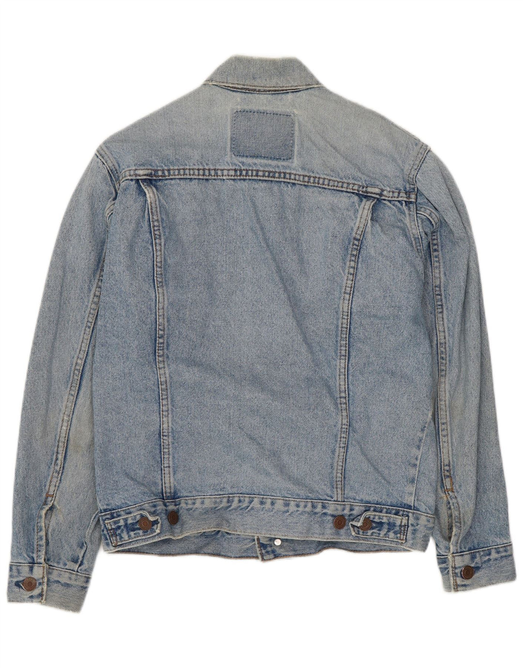 LEVI'S Dame Crop Denimjakke UK 14 Stor Blå Bomuld