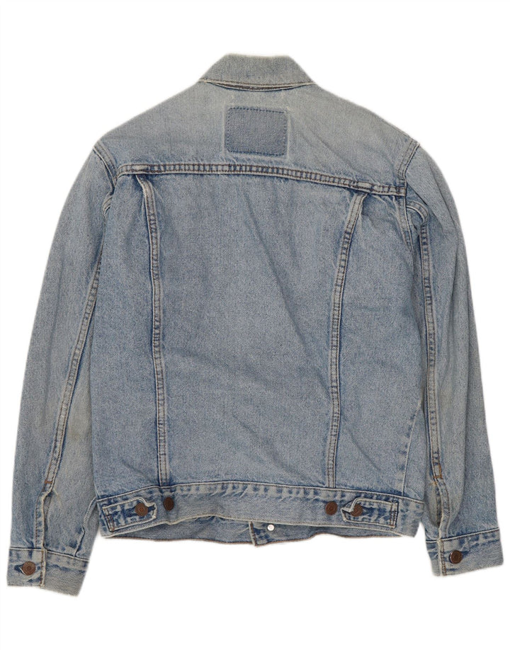 LEVI'S Dame Crop Denimjakke UK 14 Stor Blå Bomuld