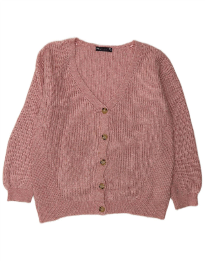 Marks & Spencer Dame Oversized Cardigan Sweater UK 10 Small Pink Acryl