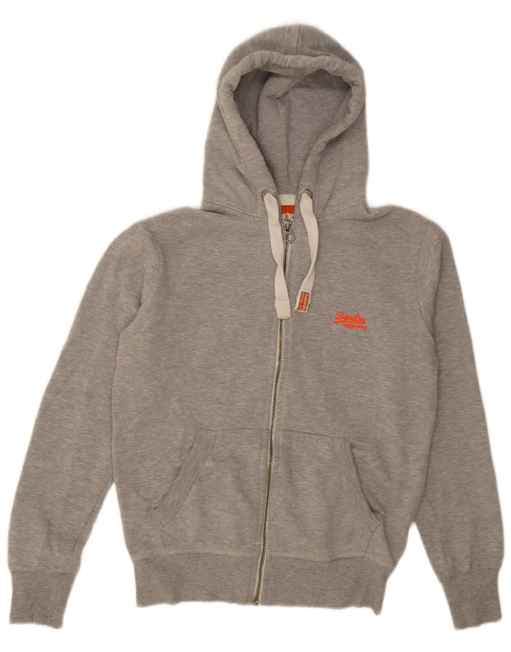 Superdry Hættetrøje med lynlås til mænd mellemgrå flækket bomuld