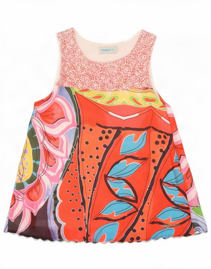 Desigual Dame Grafisk Bluse Top UK 12 Medium Multicolored Floral