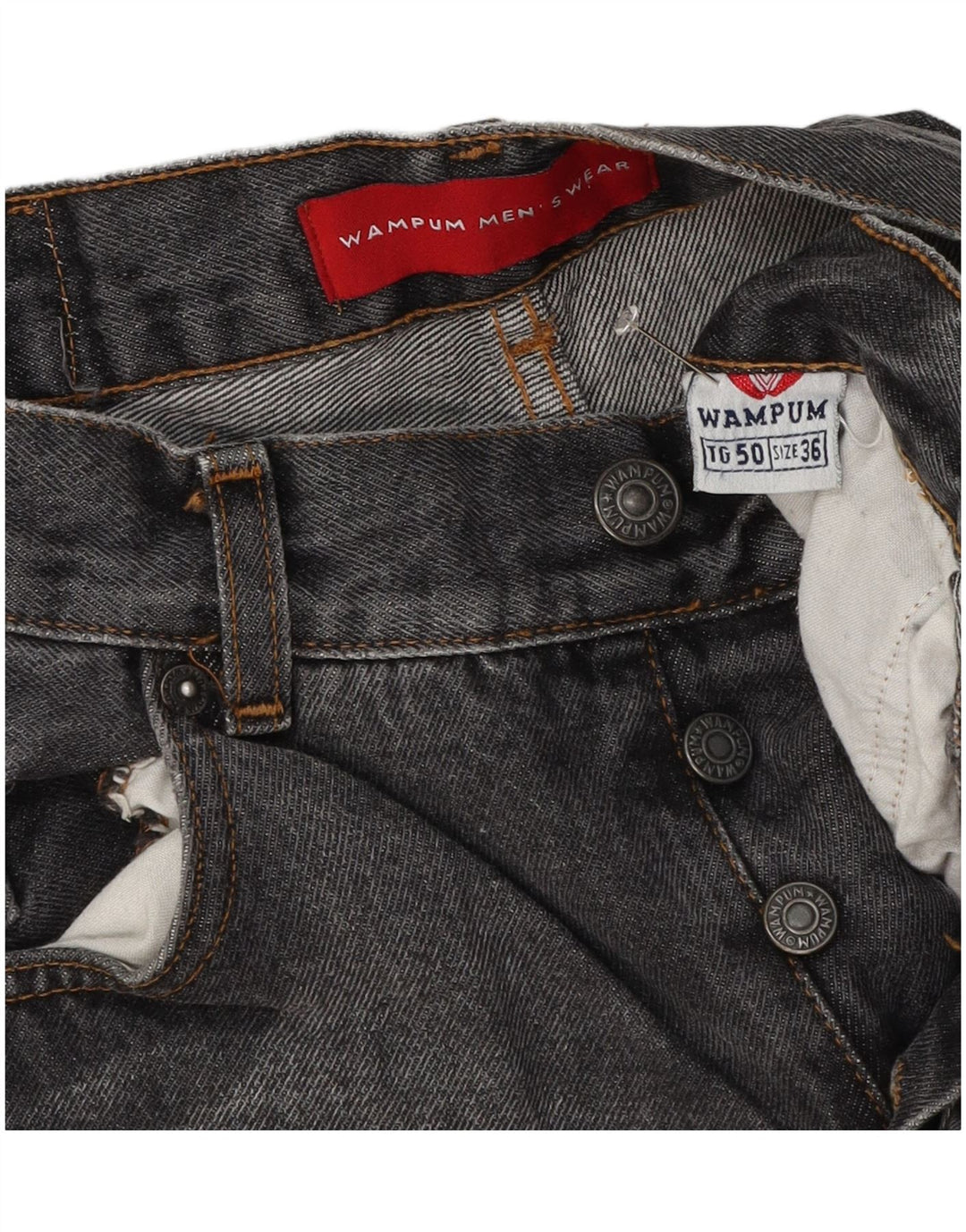 Wampum Straight Jeans til mænd W36 L33 Grå bomuld