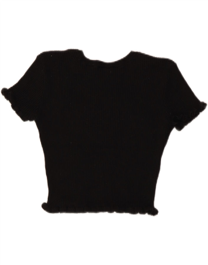 ZARA Womens Crop Top UK 8 Small Black Polyester