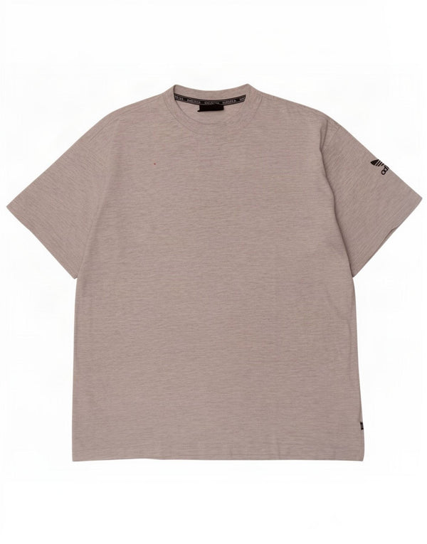 Adidas Herre T-Shirt Top UK 44/46 Stor Grå Flecked Bomuld