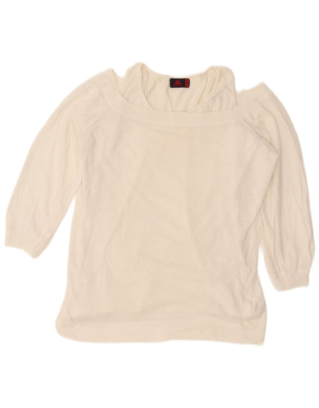 Kappa Dame Boat Neck Jumper Sweater UK 18 XL Hvid