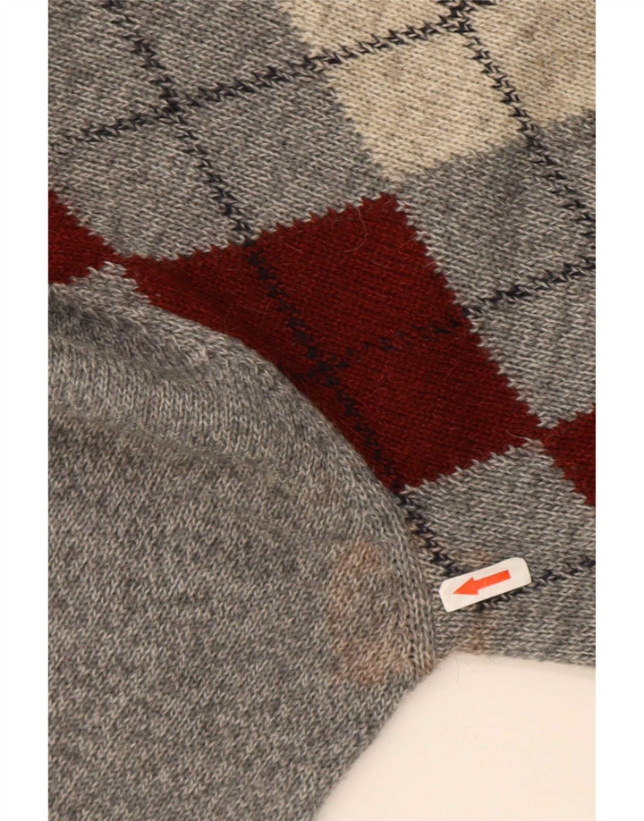 Rodes Herre Crew Neck Jumper Sweater IT 48 Medium Grey Argyle/Diamond