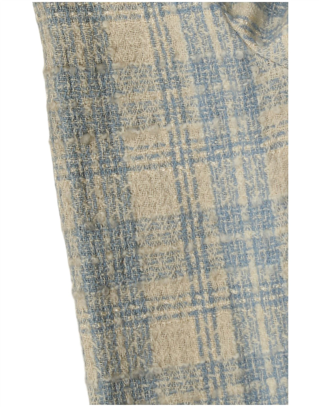 Vintage dame 3-knaps blazerjakke IT 42 Mellemblå ternet bomuld