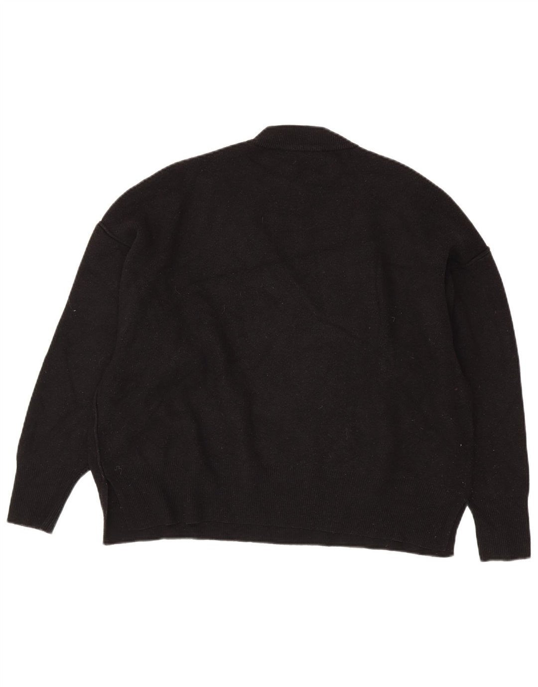 Zara Dame Oversized Crew Neck Jumper Sweater UK 10 Small Black Viscose