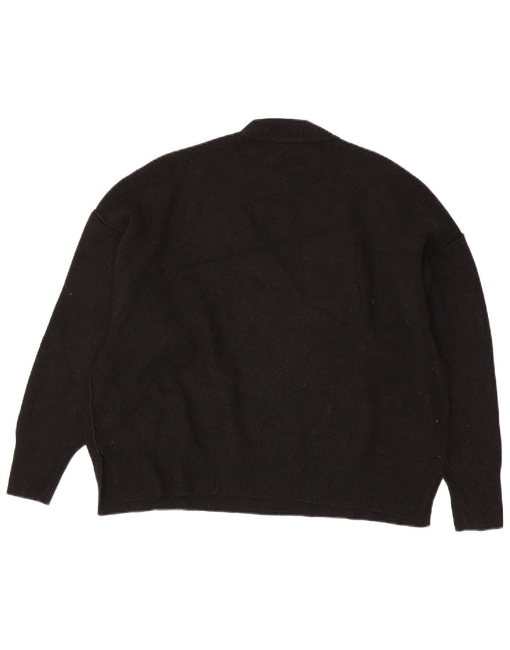 Zara Dame Oversized Crew Neck Jumper Sweater UK 10 Small Black Viscose