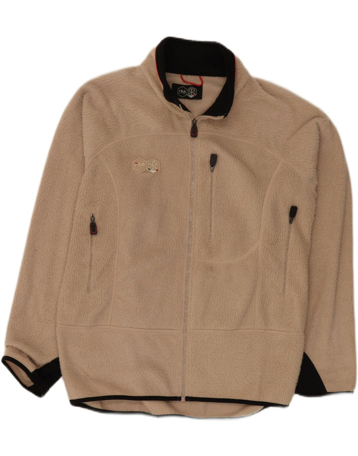 FILA Mens Fleece Jacket UK 40 Large Beige Polyester