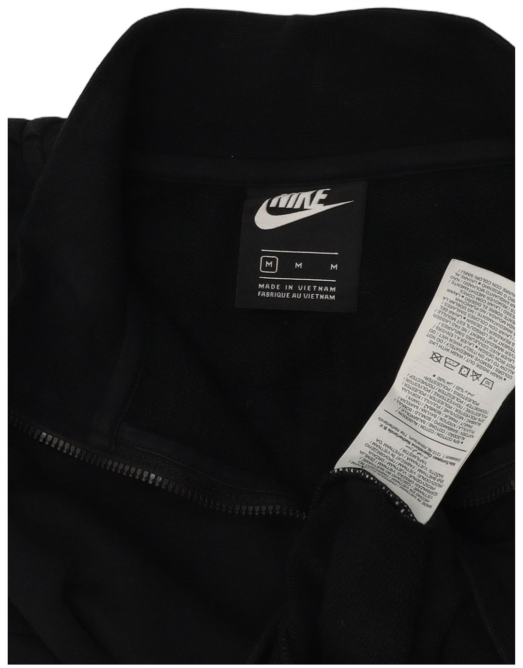 Nike Womens Oversized Crop Zip Neck Sweatshirt Jumper UK 14 Medium Black
