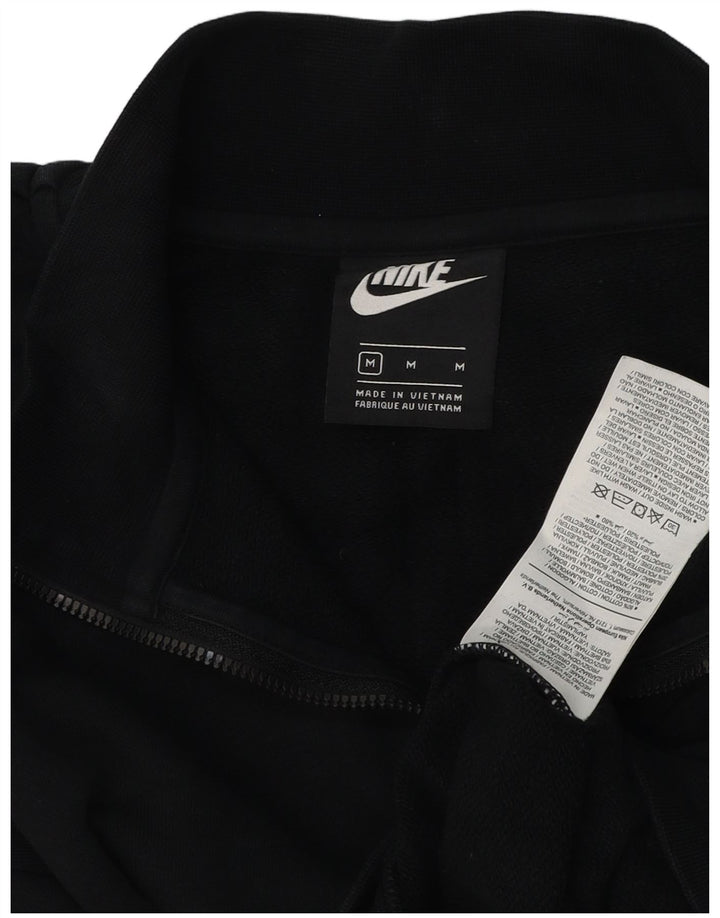 Nike Womens Oversized Crop Zip Neck Sweatshirt Jumper UK 14 Medium Black