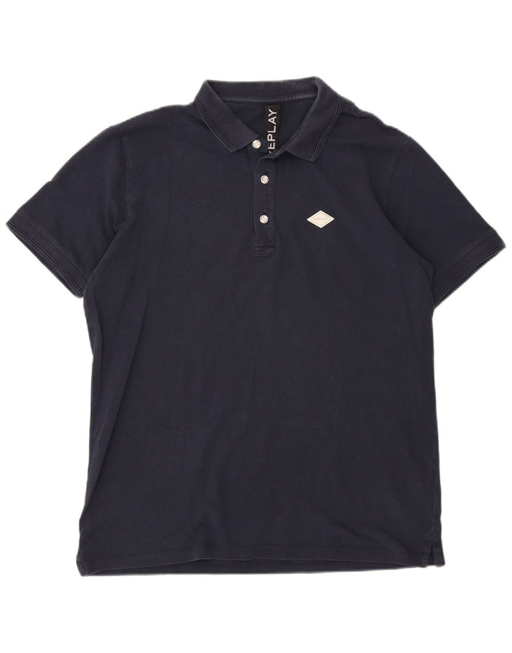 Replay herre polo skjorte 2XL marineblå bomuld