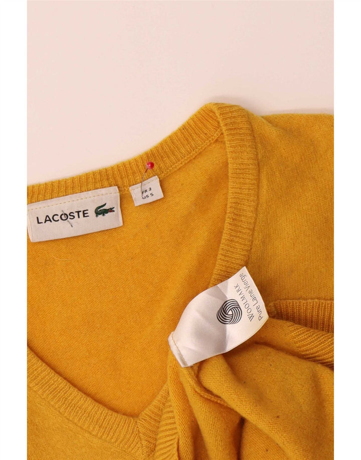 Lacoste Herre V-hals sweater Størrelse 3 Lille Gul Virgin Wool