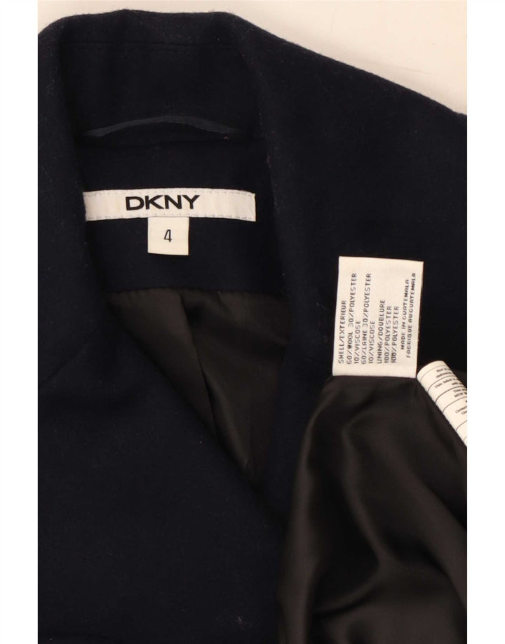 Dkny Dame Double Breasted Coat US 4 Small Navy Blue Wool