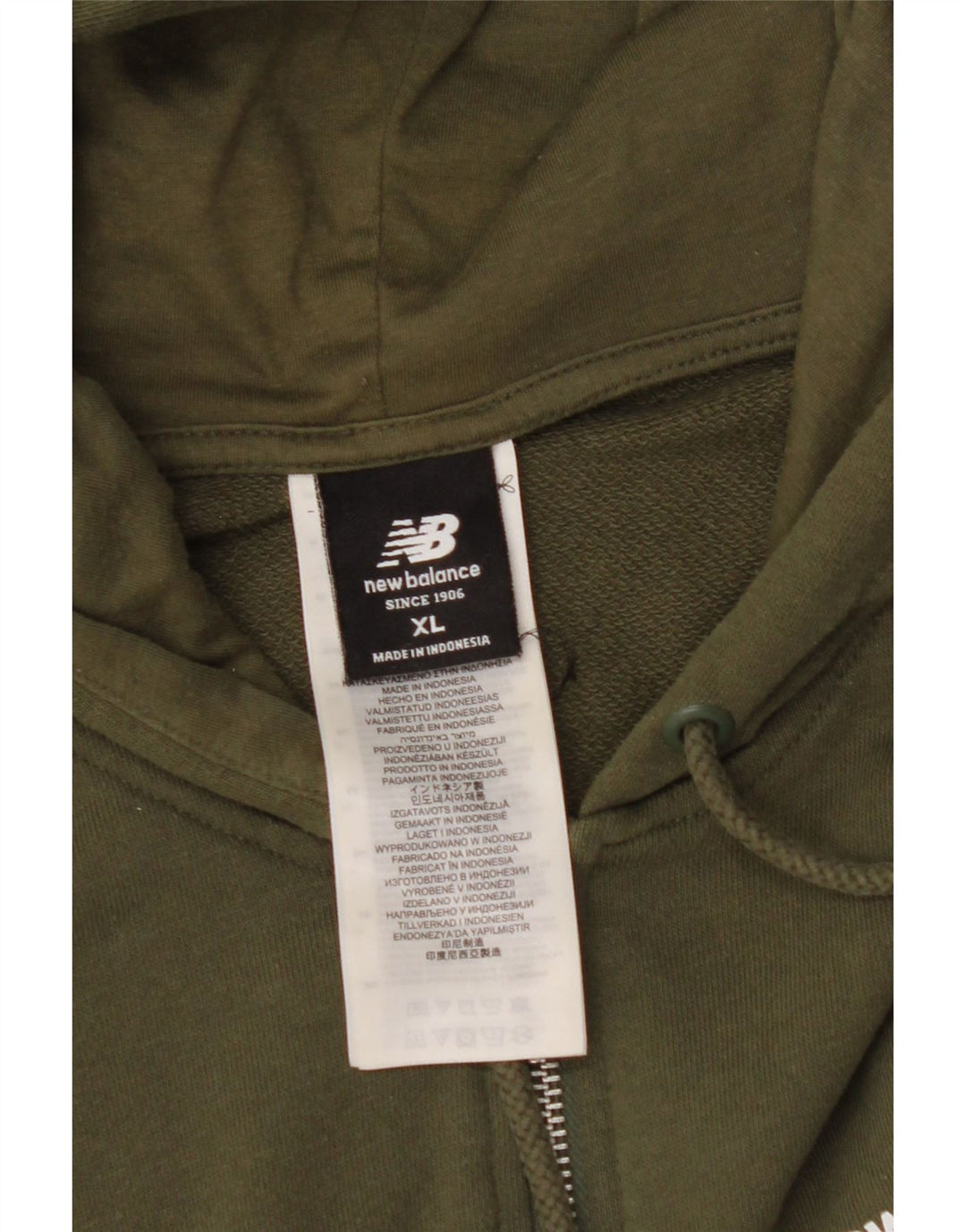 NEW BALANCE Herre hættetrøje med lynlås XL Khaki Bomuld