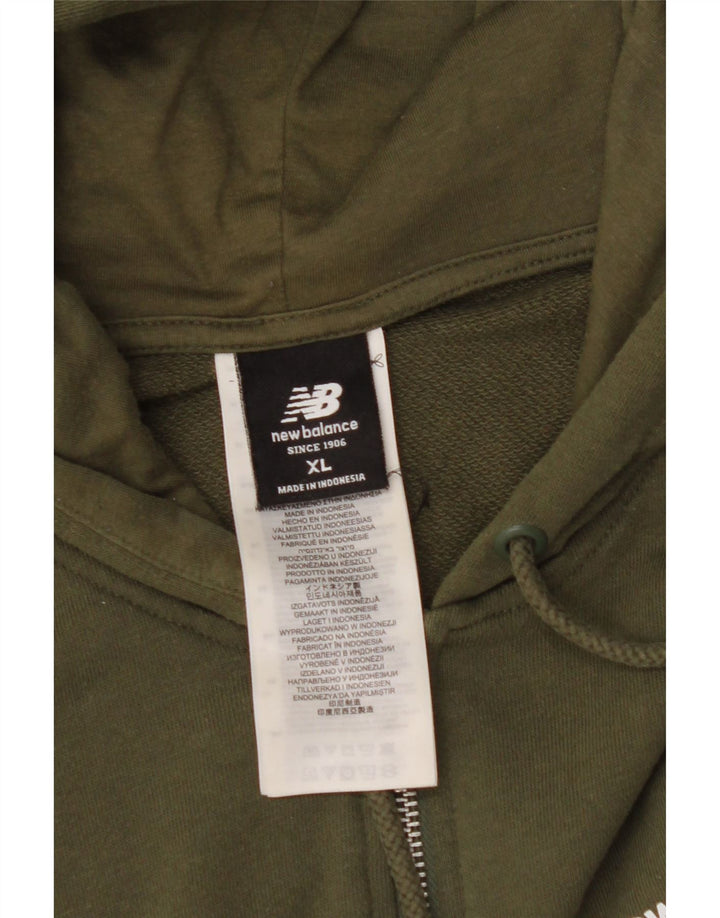 NEW BALANCE Herre hættetrøje med lynlås XL Khaki Bomuld