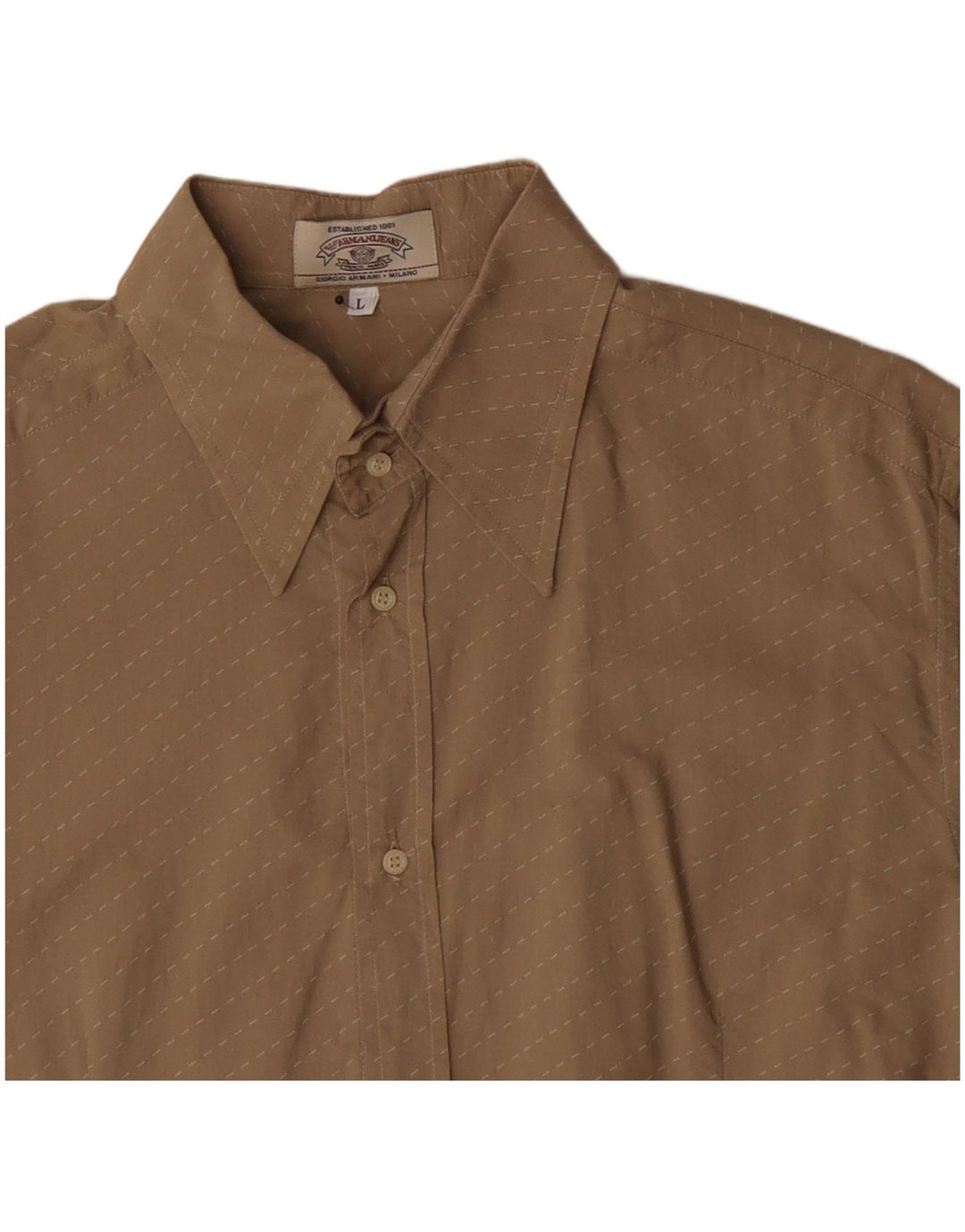 Armani Jeans Herreskjorte Stor Beige Stribet Bomuld