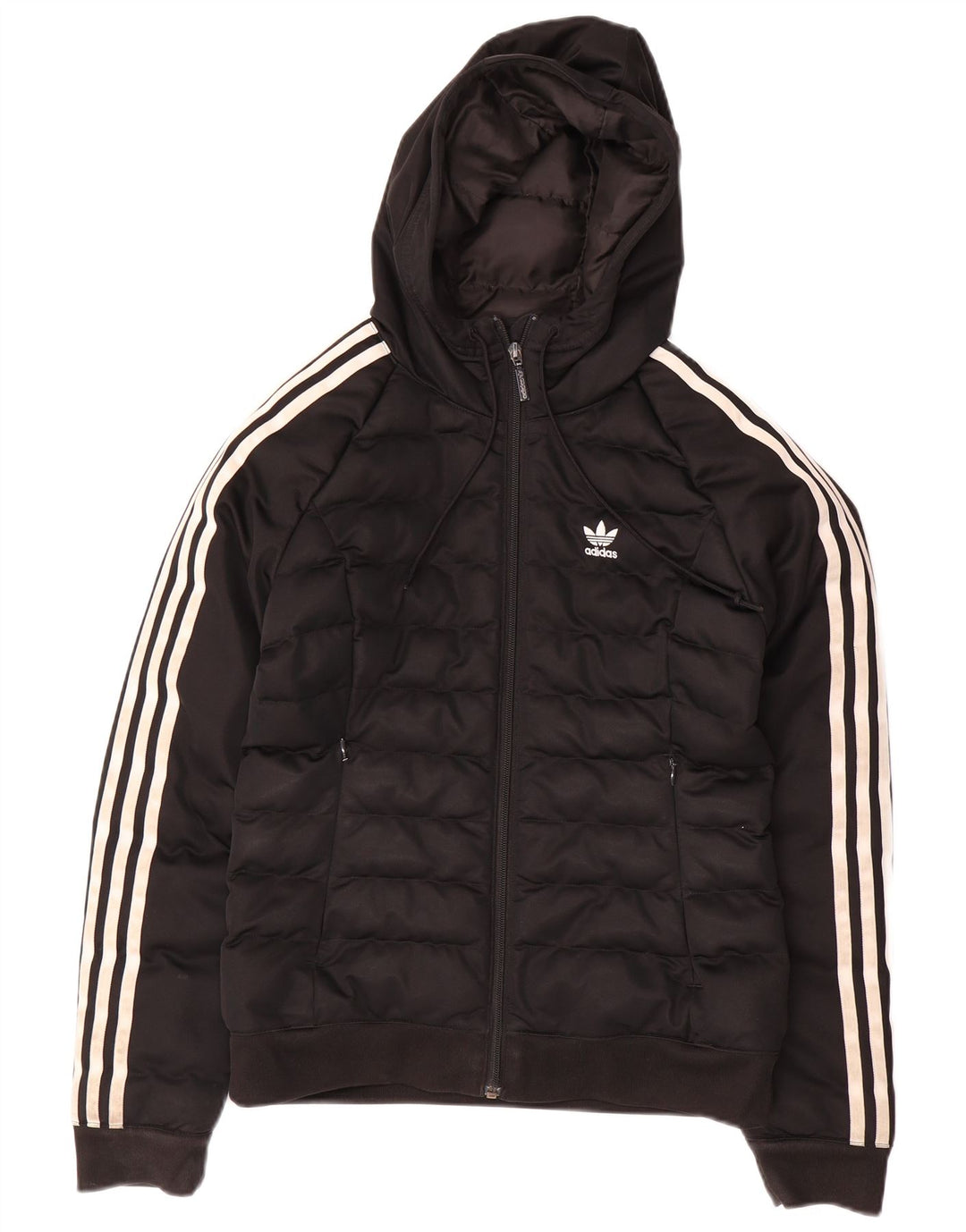ADIDAS Polstret hættejakke til kvinder UK 12 Medium Sort Polyester
