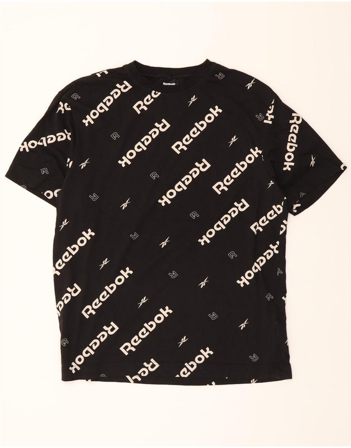 REEBOK Mens Graphic T-Shirt Top Medium Black Cotton Vintage Reebok and Second-Hand Reebok from Messina Hembry 