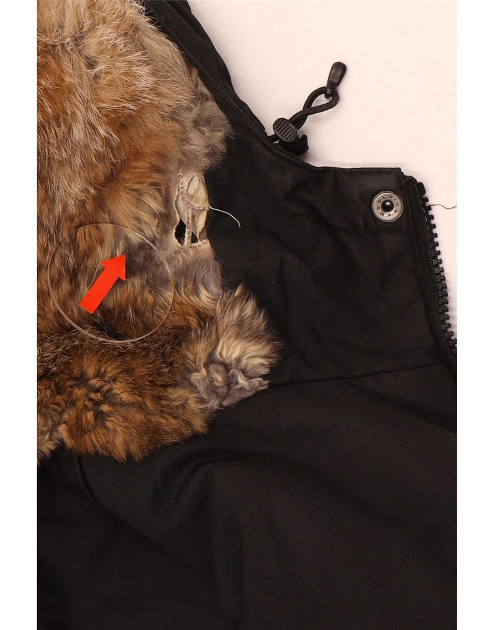 Woolrich Dame Hættejakke UK 14 Medium Sort Bomuld