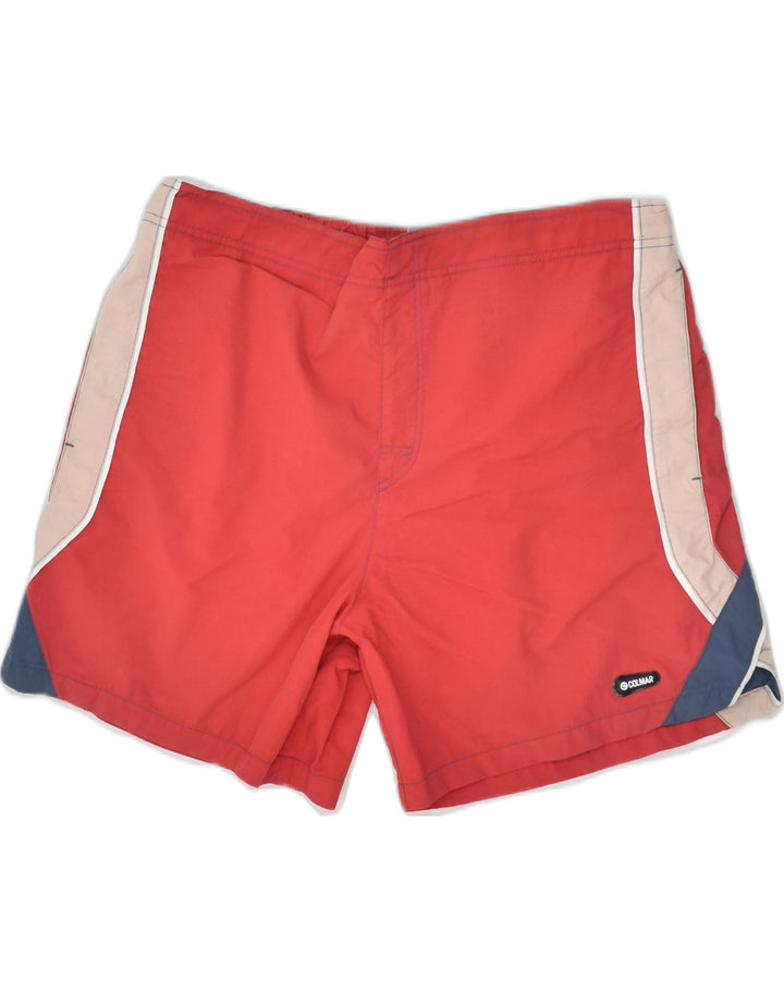 COLMAR Mens Swimming Shorts IT 54 2XL Red Colourblock Polyester | Vintage Colmar | Thrift | Second-Hand Colmar | Used Clothing | Messina Hembry 
