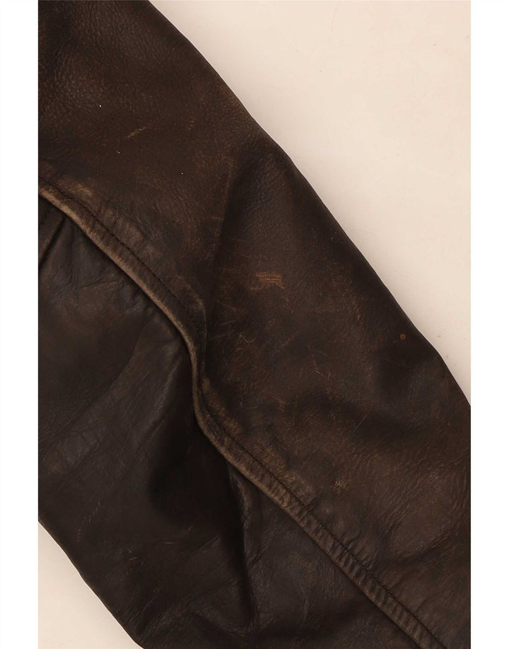 Redskins Herre Motorstyle Læder Biker Jacket UK 40 Large Brown Colourblock