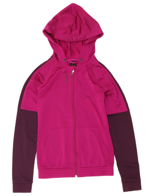 Reebok hættetrøje med lynlås til kvinder UK 4/6 XS Pink Colourblock