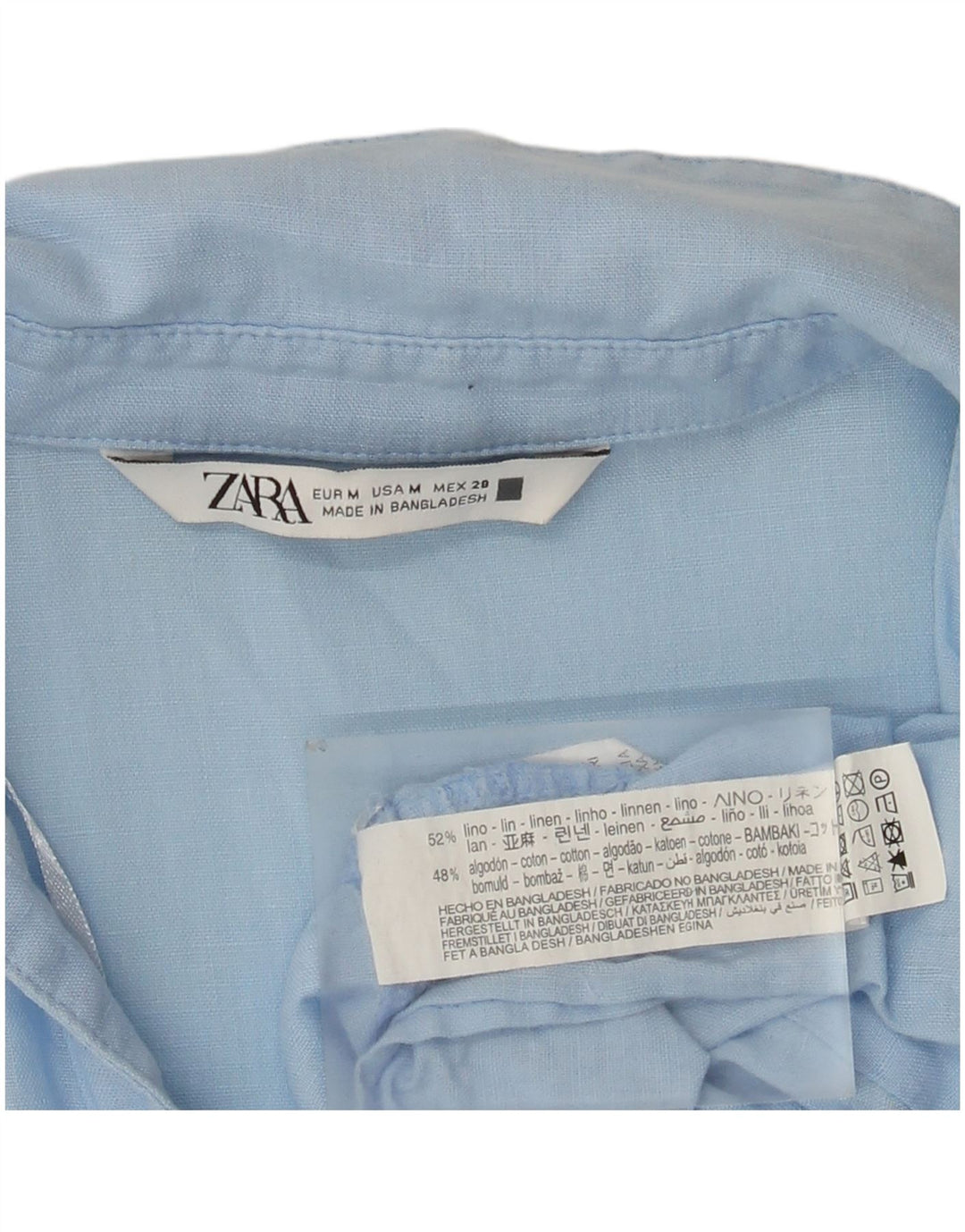Zara Damekjole UK 14 Medium Blue Linen