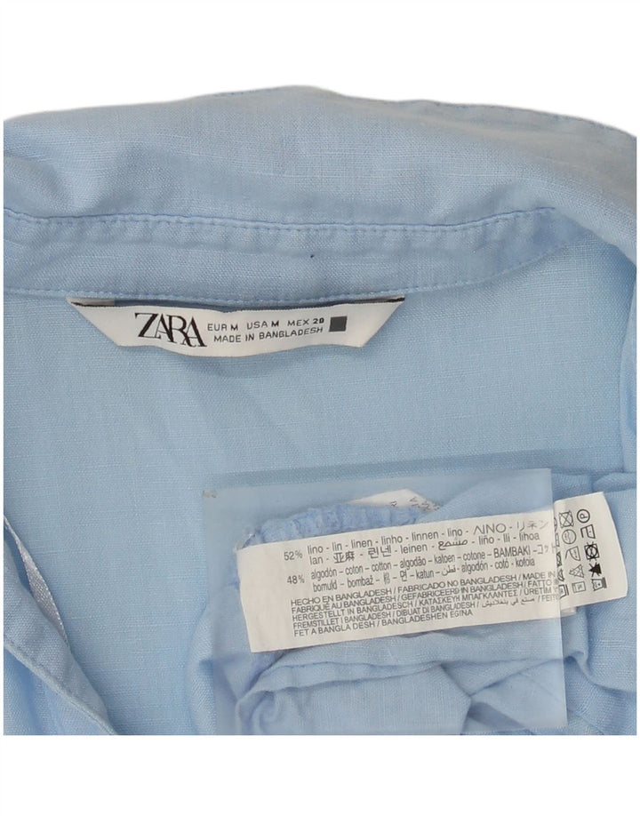 Zara Damekjole UK 14 Medium Blue Linen