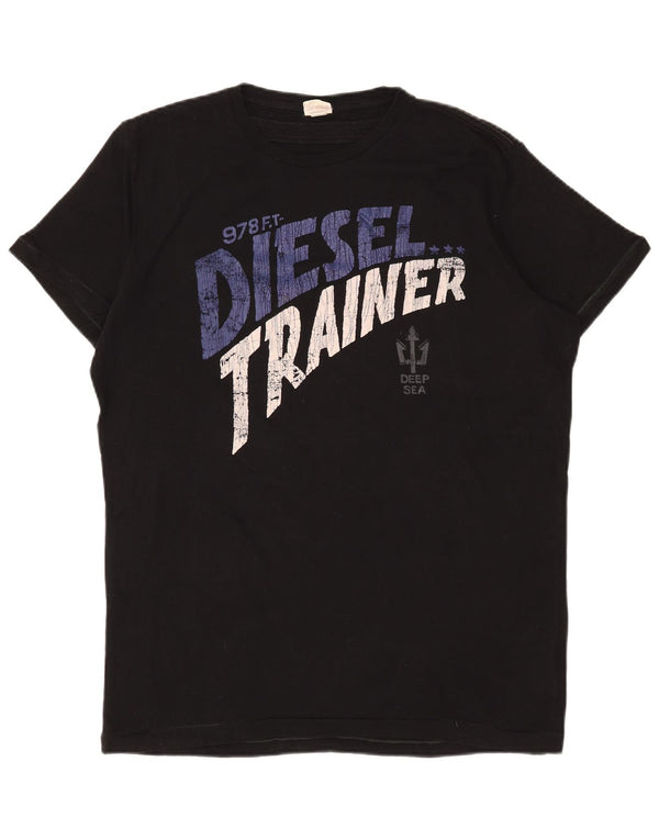 Diesel Herre Grafisk T-Shirt Top XL Sort Bomuld