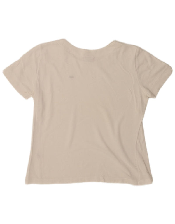 Lacoste Dame T-Shirt Top Størrelse 46 XL Hvid Bomuld