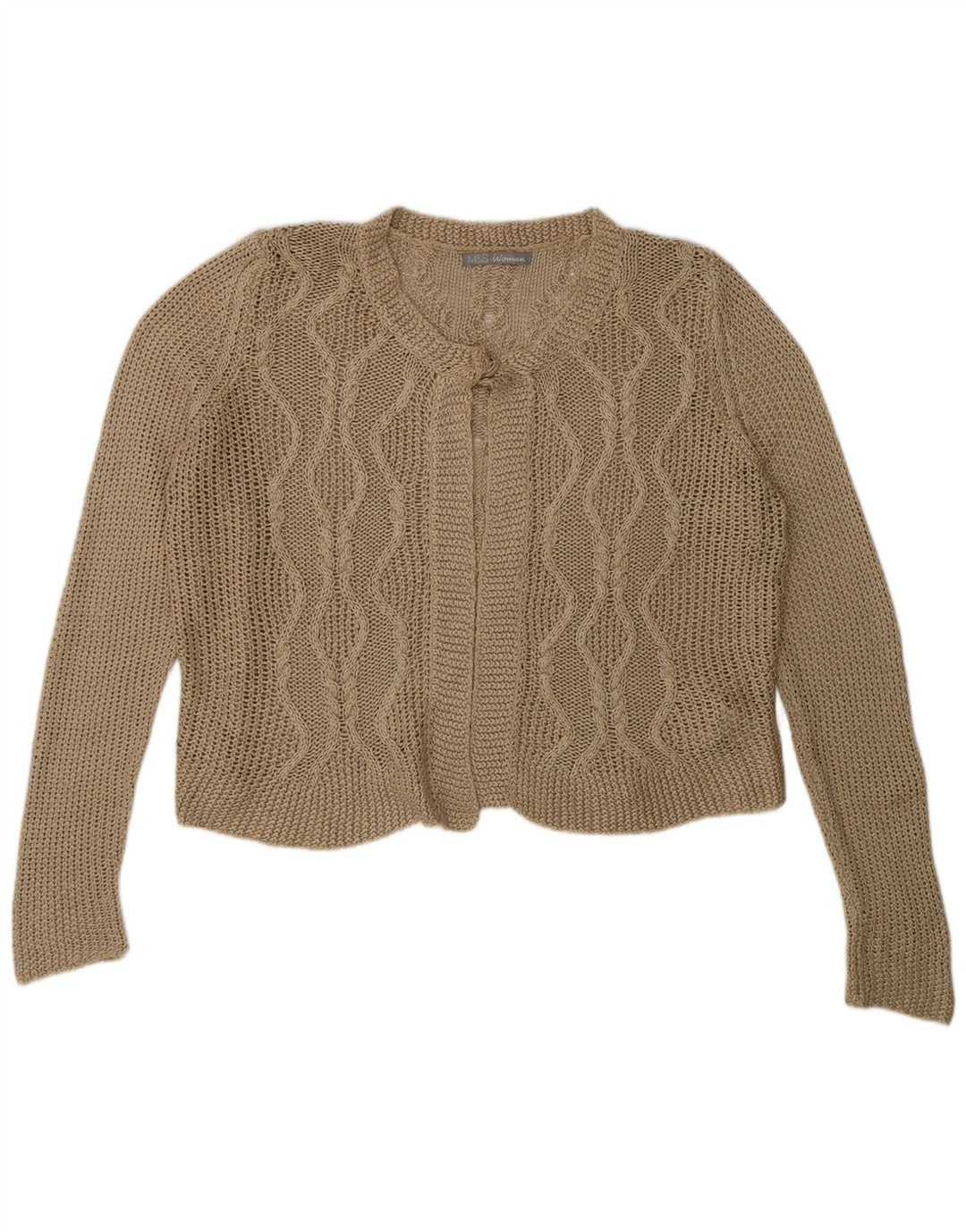 Marks & Spencer Dame Oversized Cardigan Sweater UK 16 Stor Beige Akryl