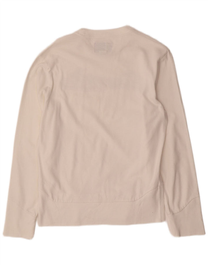 ENERGIE Dame grafisk sweatshirt trøje UK 14 Medium hvid bomuld