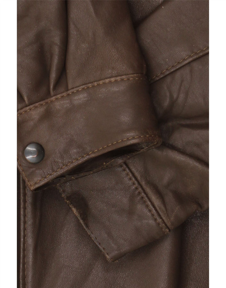 Vintage Herre Military Læderjakke IT 52 XL Brun