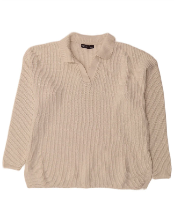 Marks & Spencer Dame Oversized UK 14 Medium Off White Bomuld